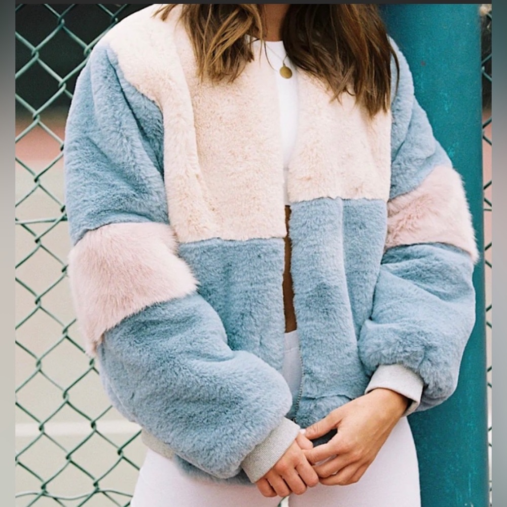 Shaci pastel fur bomber jacket in medium